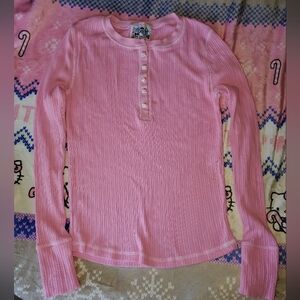 Hello kitty buttons ribbed pink top small